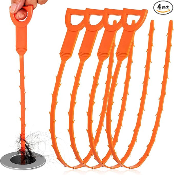 20″ Drain Snake Clog Remover – 4 Pack, Flexible Hair Tool